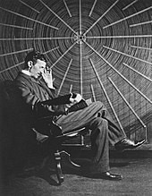 Nikola Tesla at his lab